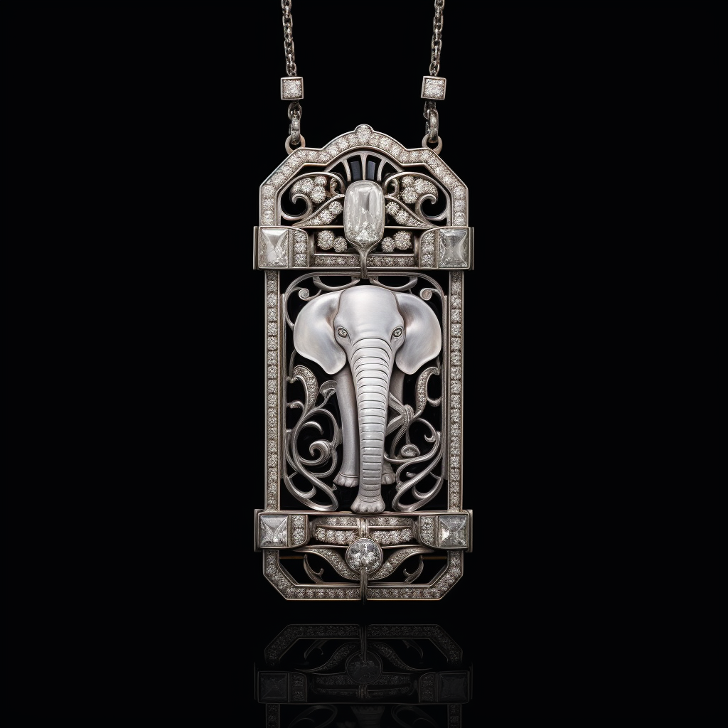 art deco diamond elephant necklace 