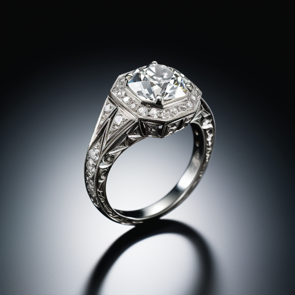 side view of an art deco diamond ring 