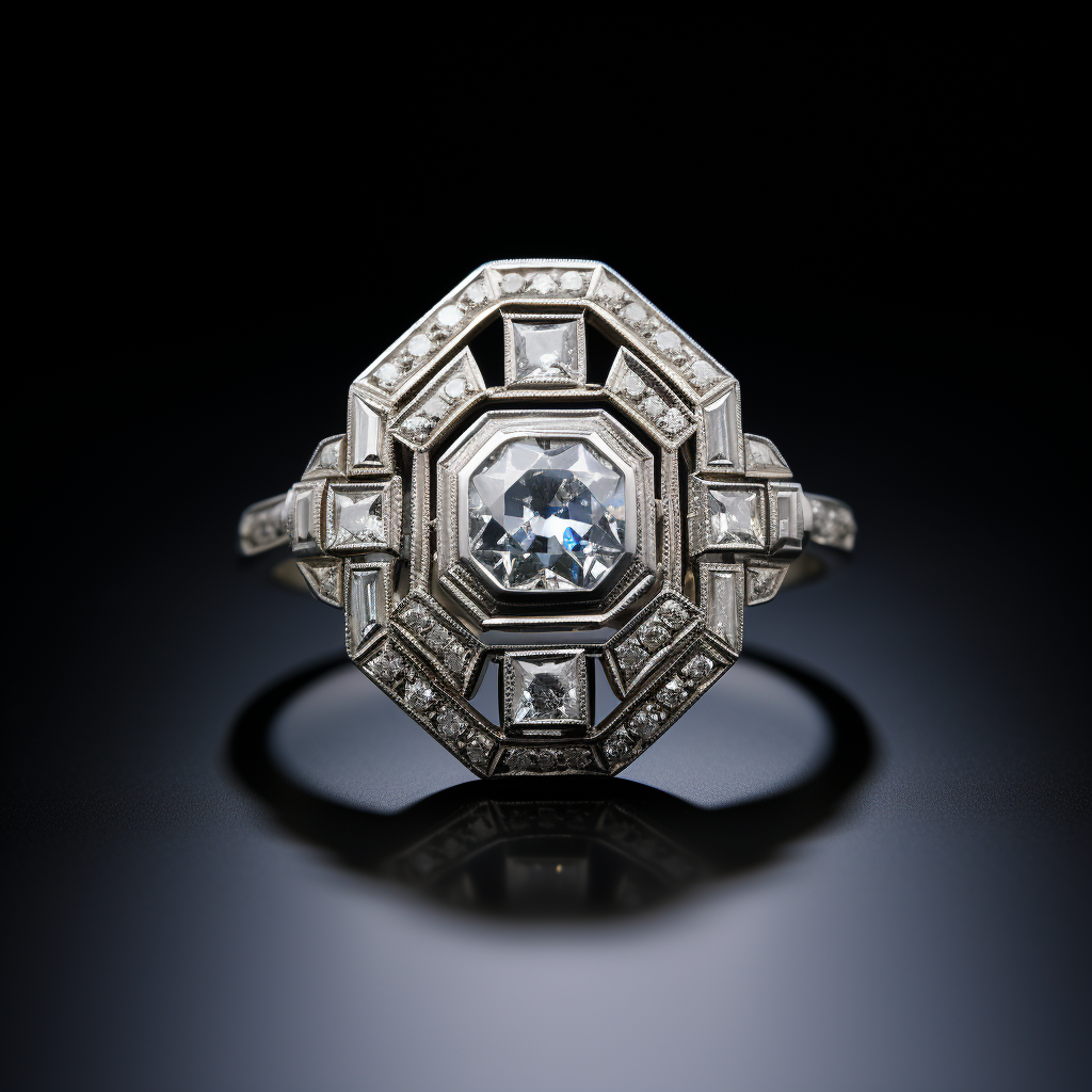art deco platinum engagement ring 