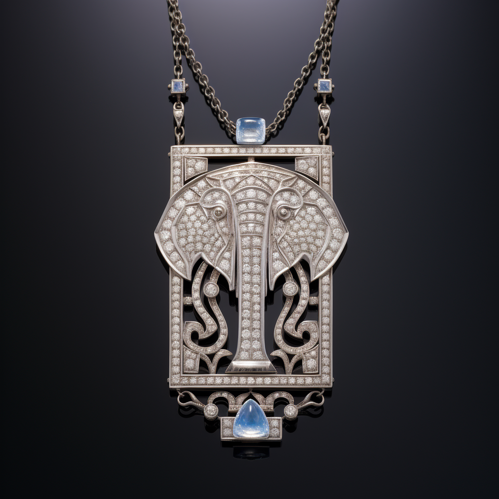 art deco diamond and moonstone necklace