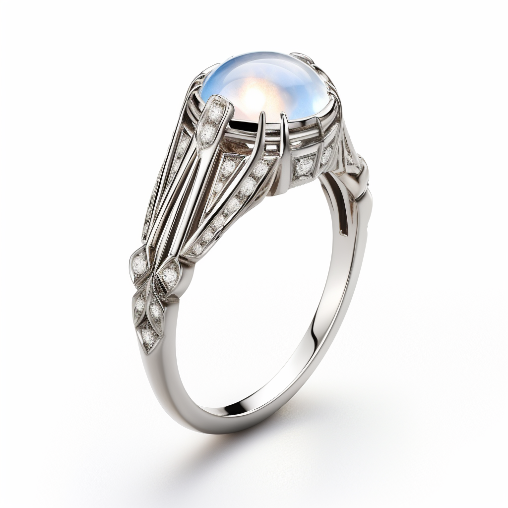 Art Deco Right Hand Ring Moonstone Ring in Platinum & 14K - Filigree  Jewelers