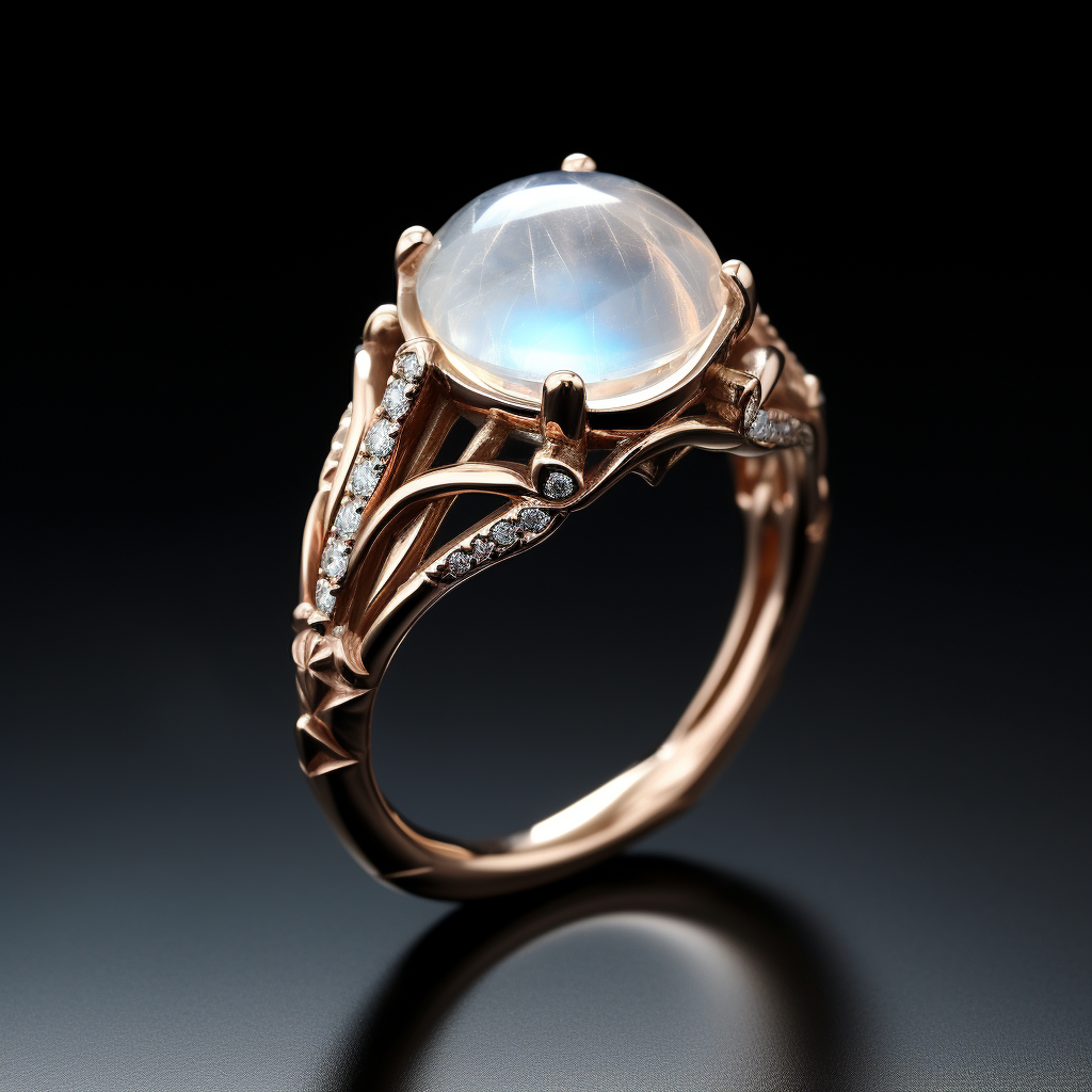 rose gold moonstone engagement ring