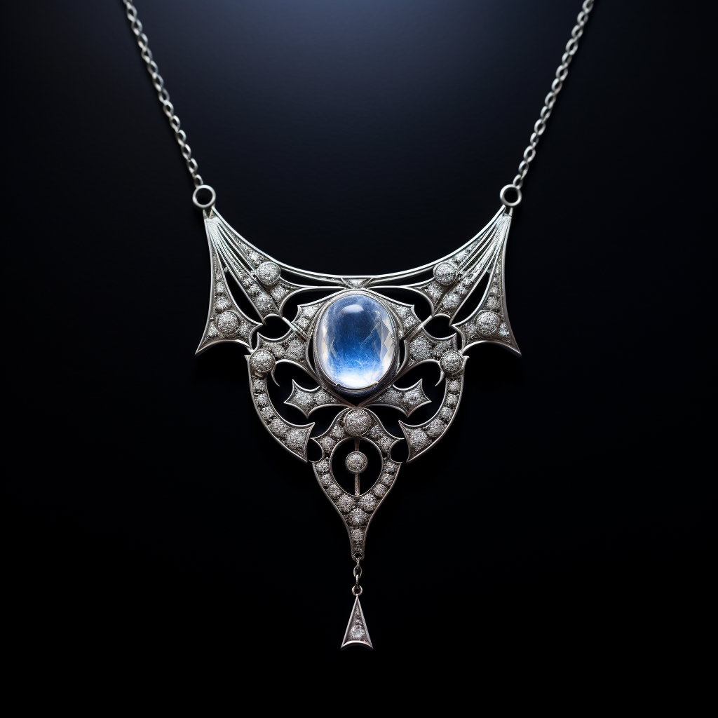 Art Deco moonstone butterfly necklace 