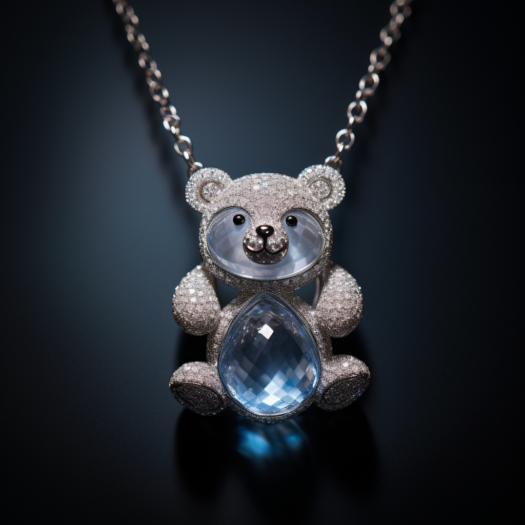 diamond moonstone and topaz teddy bear necklace 