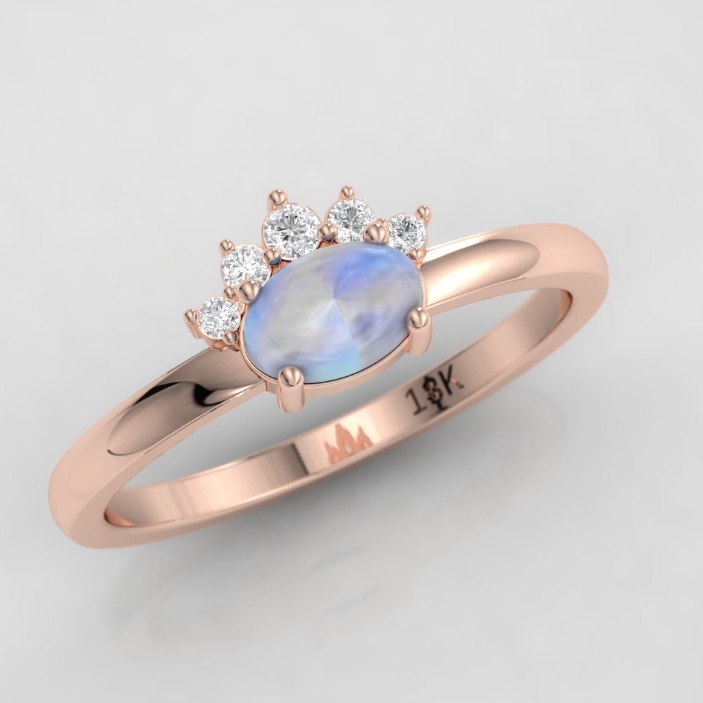 Victorian Moonstone Ring, Natural Sapphire, Rainbow Moonstone Ring, Se –  Adina Stone Jewelry